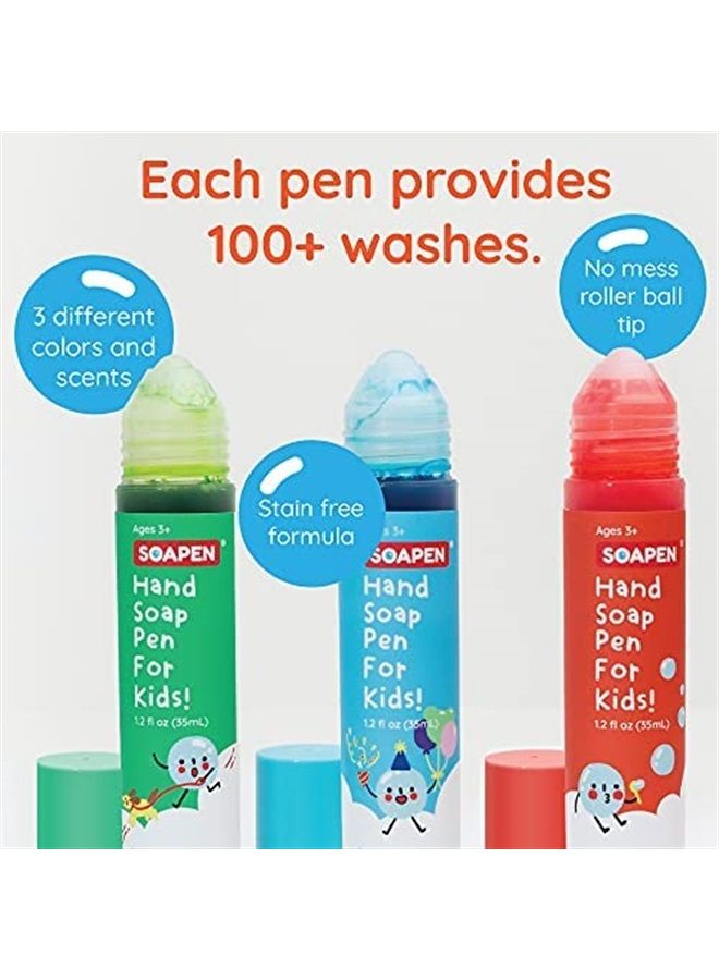 SOAPEN Kids' Roll-On Hand Soap | As Seen on Shark Tank | Fun, Colorful Soap Pen | Encourages Proper Handwashing (3-Pack: Fresh Pear/Berry Blast/Tangy Tangerine) - Image 5