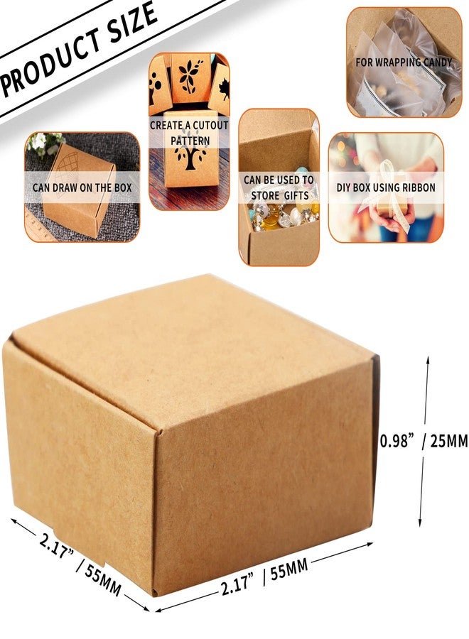 BadenBach 100 PCS Mini Gift Boxes,2.16 x 2.16 x 0.98,Small Cardboard Boxes for Crafts,Mini Paper Jewelry Present Homemade Soap Shipping Boxes for Small Business Art Crafts Party Favors (Brown) - Image 2