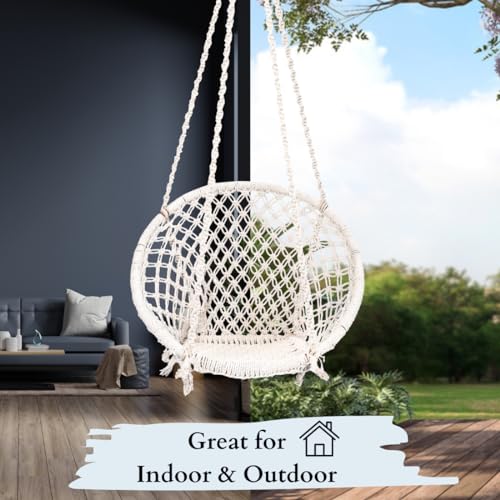 Patiofy Swing for Adults and Kids | Suitable for Living Room, Balcony | Capacity Upto 120 Kgs | Includes Free Hanging Accessories | Handmade Jhula with Cotton Rope | Jhula for Adults (Off-White) - Image 2