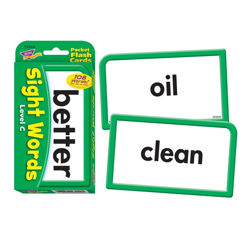 Trend Enterprises: Sight Words Level C Pocket Flash Cards, Great for Skill Building and Test Prep, 56 Two-Sided Cards Included, 108 Commonly-Used Words, for Ages 6 and Up - Image 2