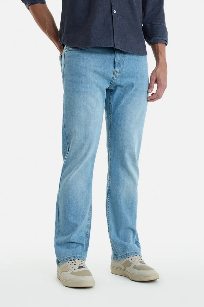 SNITCH Light Blue Solid Straight Fit Casual Jeans