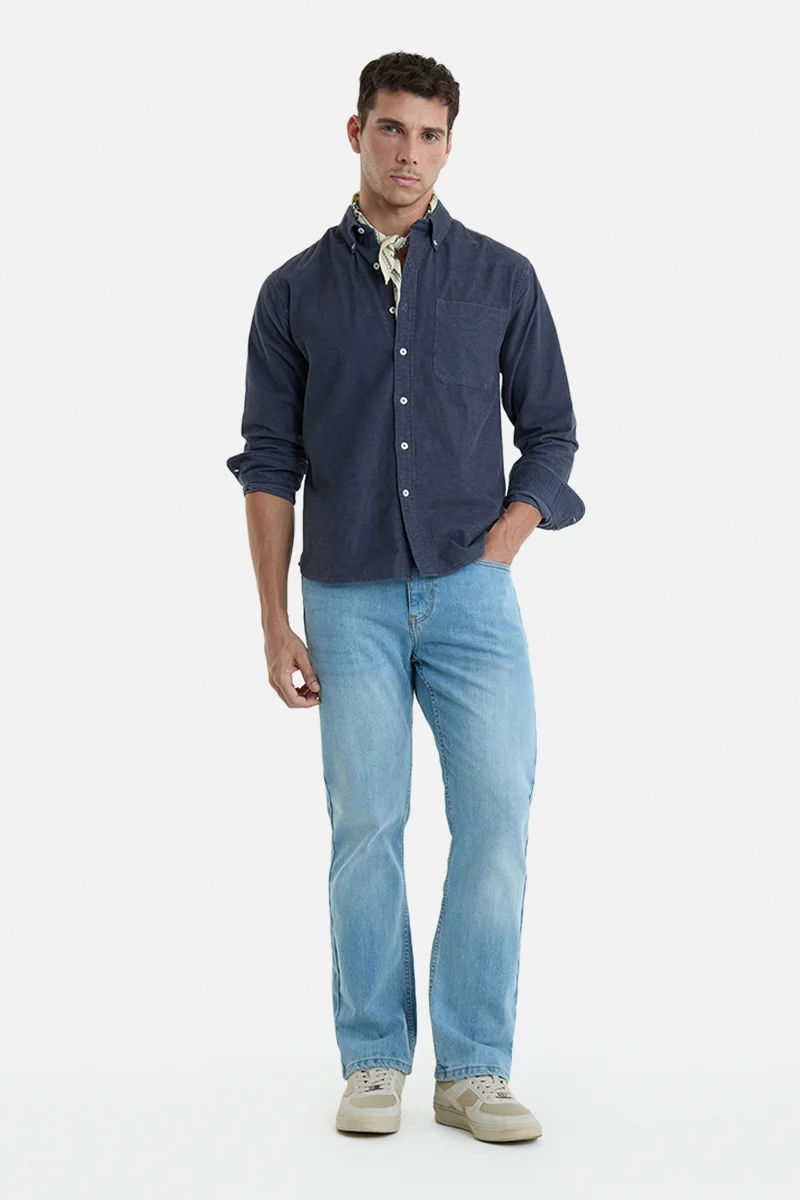 SNITCH Light Blue Solid Straight Fit Casual Jeans