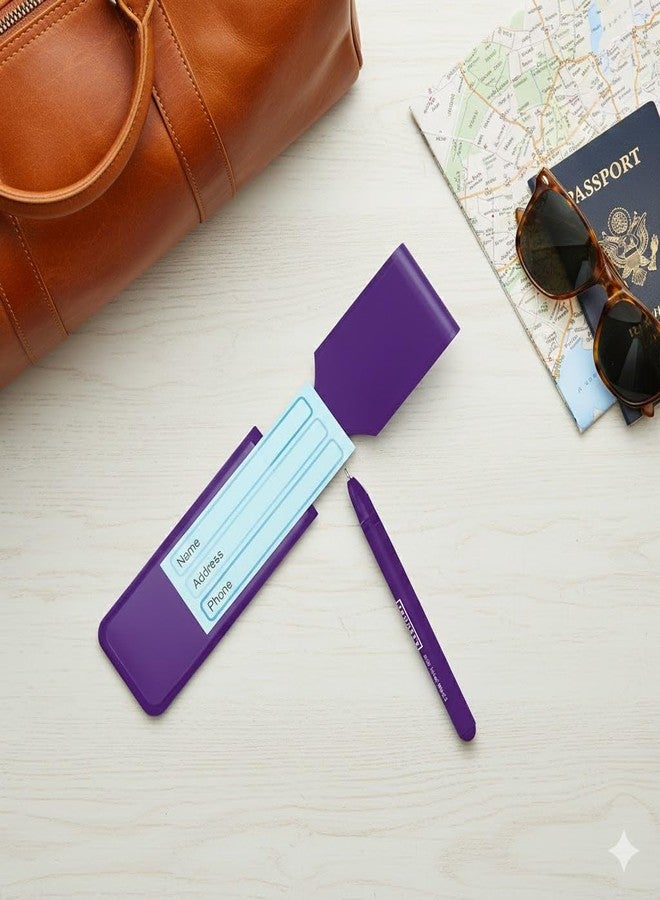 SRN ENTERPRISE Travel in Style with 4 Labels Luggage Labels - Name, Address, & Phone Number - Perfect Baggage Or Handbag Identifier - Multicolor - with SRN Enterprise (Purple) - Image 5