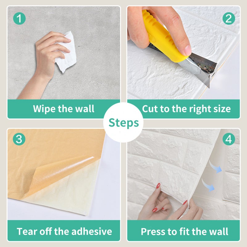 Gray 70x77cm PE Foam Self Adhesive 3D Wall Stickers Wallpaper Embossed Brick Ceramic Tile Stone Wall Panels Stickers For Bedroom Kitchen Living Room... - Image 4