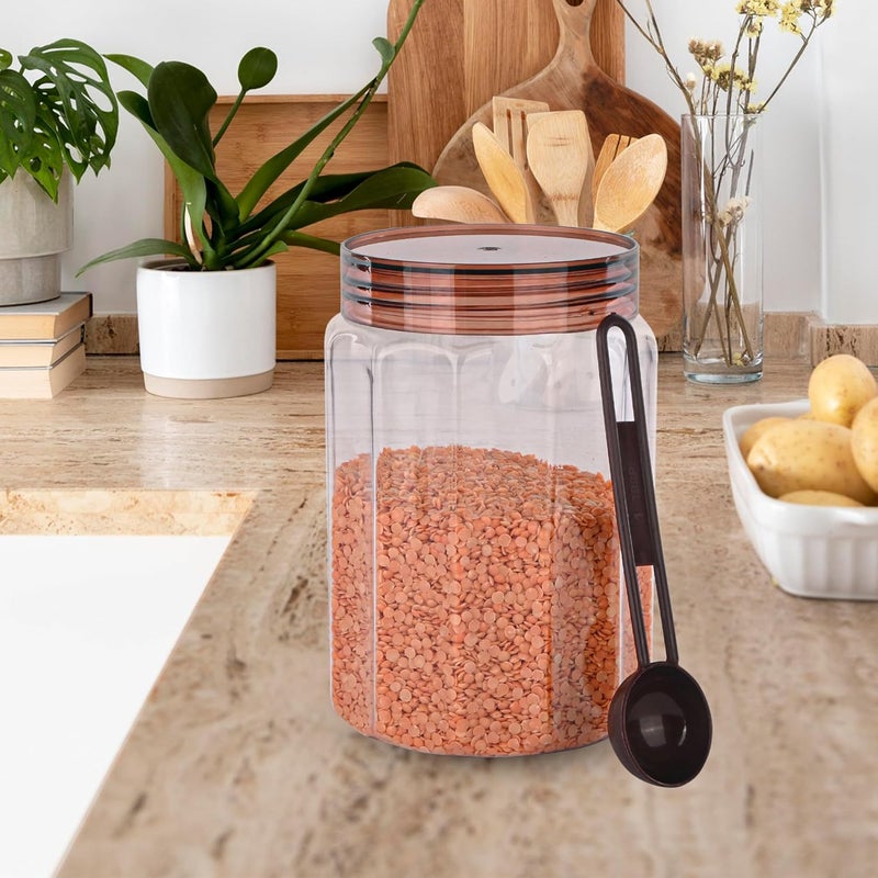 Kuber Industries Set of 3 Transparent 500 ml Plastic Kitchen Storage Box with Spoons | Durable Storage Containers for Kitchen - Ideal for Snacks, Spices & Dry Fruits | Brown Transparent - Image 4