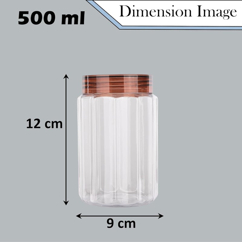 Kuber Industries Set of 3 Transparent 500 ml Plastic Kitchen Storage Box with Spoons | Durable Storage Containers for Kitchen - Ideal for Snacks, Spices & Dry Fruits | Brown Transparent - Image 3