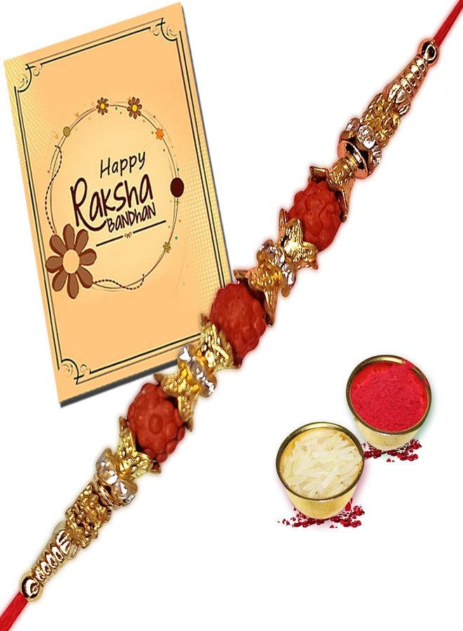 Avirons Celebrate Raksha Bandhan with the Perfect Rakhi Gift for Brother, Beautiful Gift for Brother Your Lifelong Protector with Designer Rakhi with Roli & Chawal Pack - Image 1