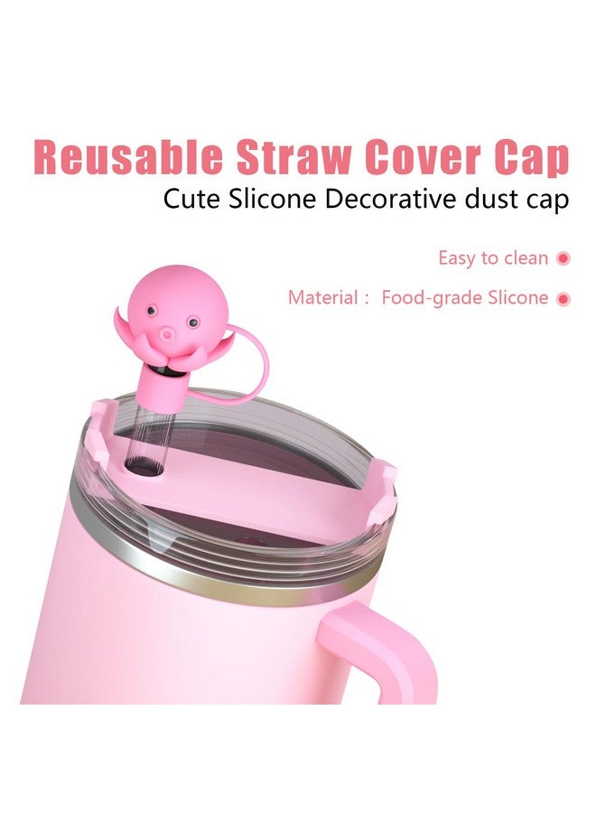 SPOVE 8pcs Sea Animal Cute Straw Cover Cap for Stanley Cup, Silicone Straw Topper for 30&40 Oz Stanley Tumbler with Handle,10mm 0.4in Reusable Straw Tips Lids Dust-Proof Topper for Water Bottle  - Image 3