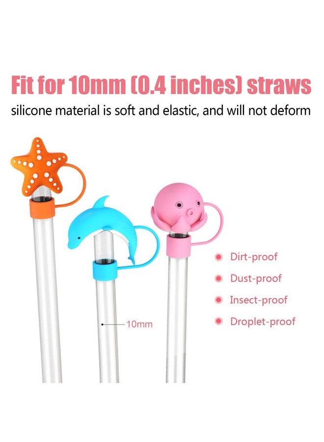 SPOVE 8pcs Sea Animal Cute Straw Cover Cap for Stanley Cup, Silicone Straw Topper for 30&40 Oz Stanley Tumbler with Handle,10mm 0.4in Reusable Straw Tips Lids Dust-Proof Topper for Water Bottle  - Image 4