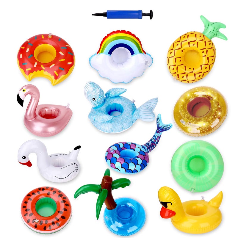Green Vivid Inflatable Drink Holder 12 Pack,Pool Drink Holder Floats for Parties and Kids Water Fun Toys,Drink Floats for Pool - Image 1