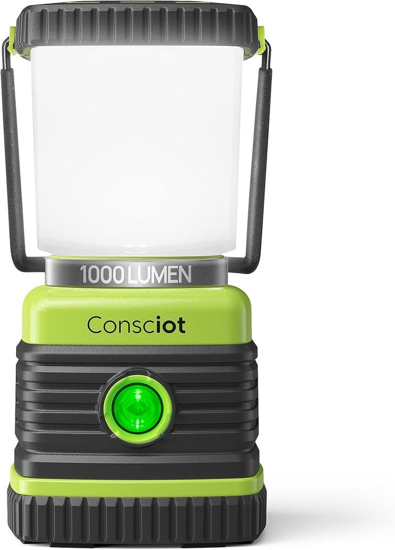 Consciot فانوس تخييم LED، فانوس يدوي يعمل بالبطارية، 1000 لومن، 4 أوضاع إضاءة، مقاوم للماء IPX4، مجموعات البقاء للداخل والخارج، ضوء الطوارئ لانقطاع التيار الكهربائي في المنزل، الأعاصير، العواصف - Image 1