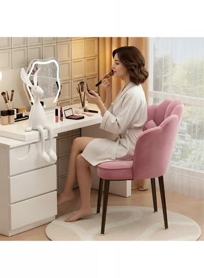 Petal Makeup Chair with Pillow & Black Metal Legs, Chair for Living Room, Dining Room, Dressing Room, Bedroom, Home Office - Pink - Image 3