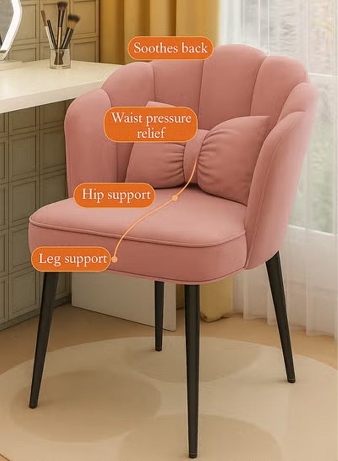 Petal Makeup Chair with Pillow & Black Metal Legs, Chair for Living Room, Dining Room, Dressing Room, Bedroom, Home Office - Pink - Image 5