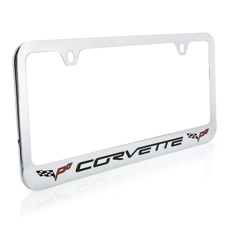 Corvette Central C6 Corvette License Plate Frame with C6 Flags - Image 1