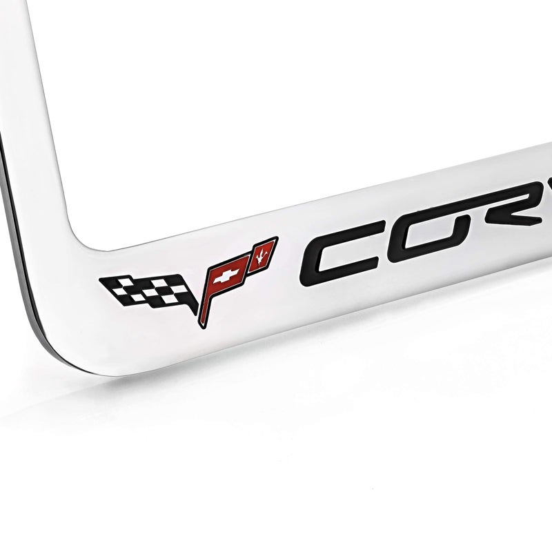 Corvette Central C6 Corvette License Plate Frame with C6 Flags - Image 2