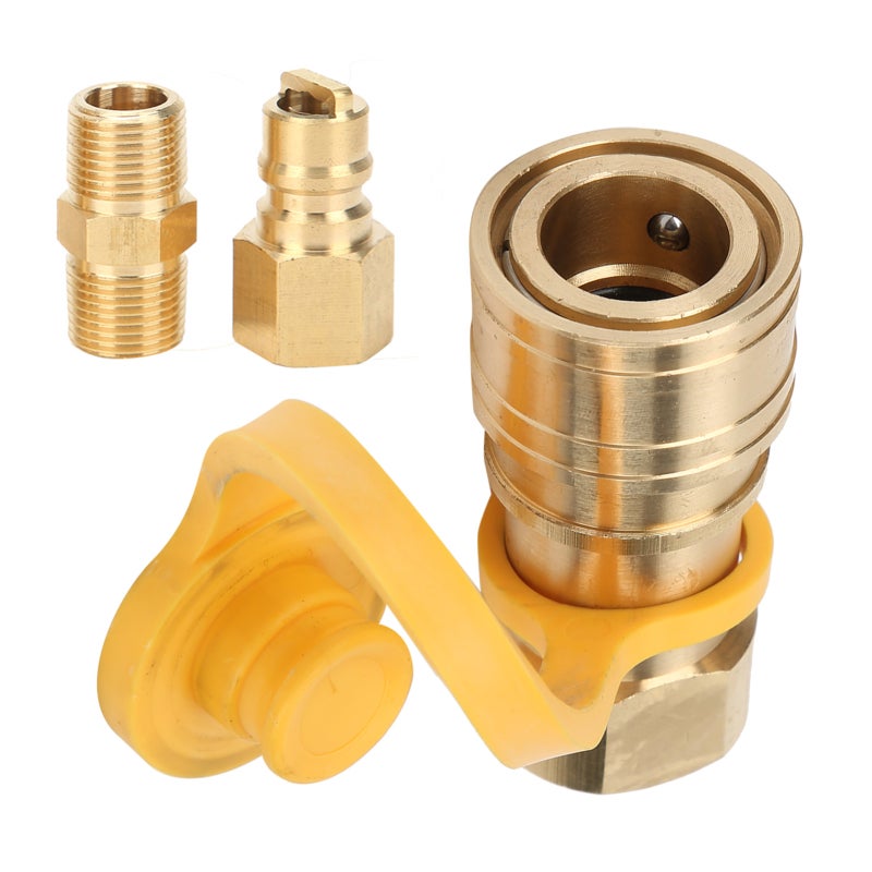 Propane Gas Quick Connect Fittings Brass NPT Standard Thread Firm Connection - Corrosion-Resistant With Shutoff Valve Easy Operation Propane Adapter for RV Camping Travel Trailer Low Pressure System - Image 5