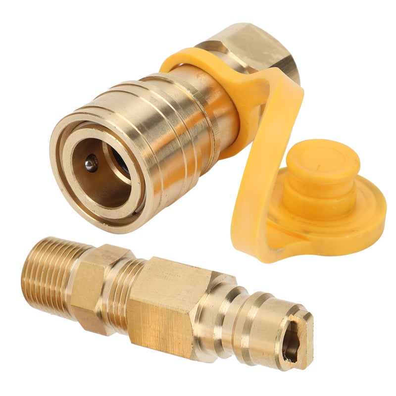 Propane Gas Quick Connect Fittings Brass NPT Standard Thread Firm Connection - Corrosion-Resistant With Shutoff Valve Easy Operation Propane Adapter for RV Camping Travel Trailer Low Pressure System - Image 4