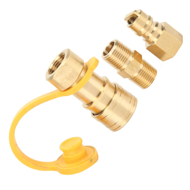 Propane Gas Quick Connect Fittings Brass NPT Standard Thread Firm Connection - Corrosion-Resistant With Shutoff Valve Easy Operation Propane Adapter for RV Camping Travel Trailer Low Pressure System - Image 3