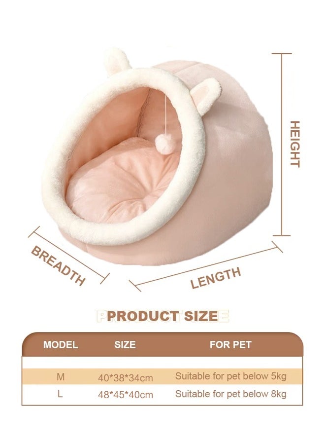 Vividorad Cat Beds for Indoor Cats Semi-Enclosed Cat Cave Bed with a Plush Ball Large Space for Cats to Sleep Soft and Comfortable Covered Cat Bed with a Washable and Detachable Mat  - Image 2