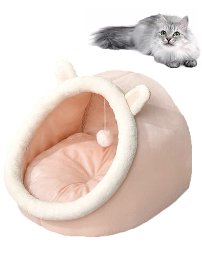 Vividorad Cat Beds for Indoor Cats Semi-Enclosed Cat Cave Bed with a Plush Ball Large Space for Cats to Sleep Soft and Comfortable Covered Cat Bed with a Washable and Detachable Mat  - Image 3