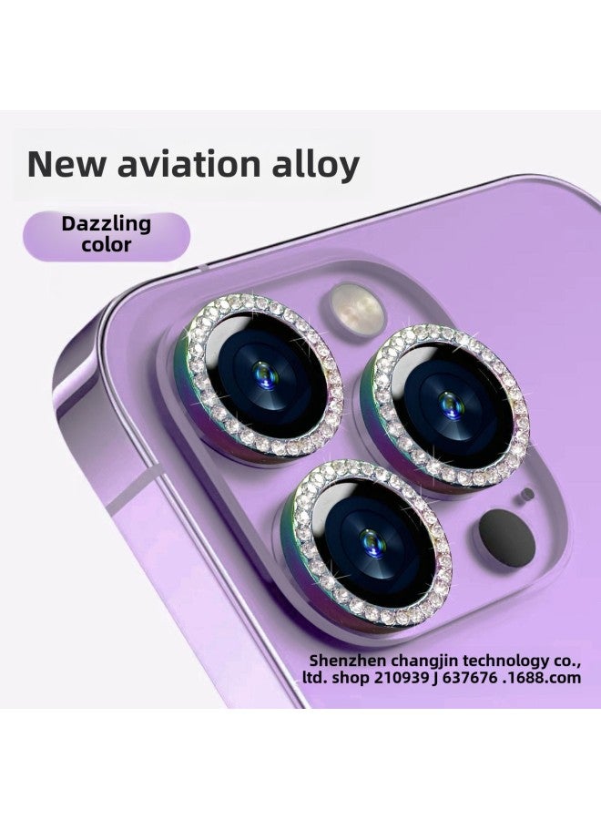 Applicable To Apple Lens Film 15promax Flash Drill Eagle Eye Protection Lens  Aluminum Alloy Frame-Color:Eagle Eye Flash Diamond ]-Dimensions: 15promax  - Image 1