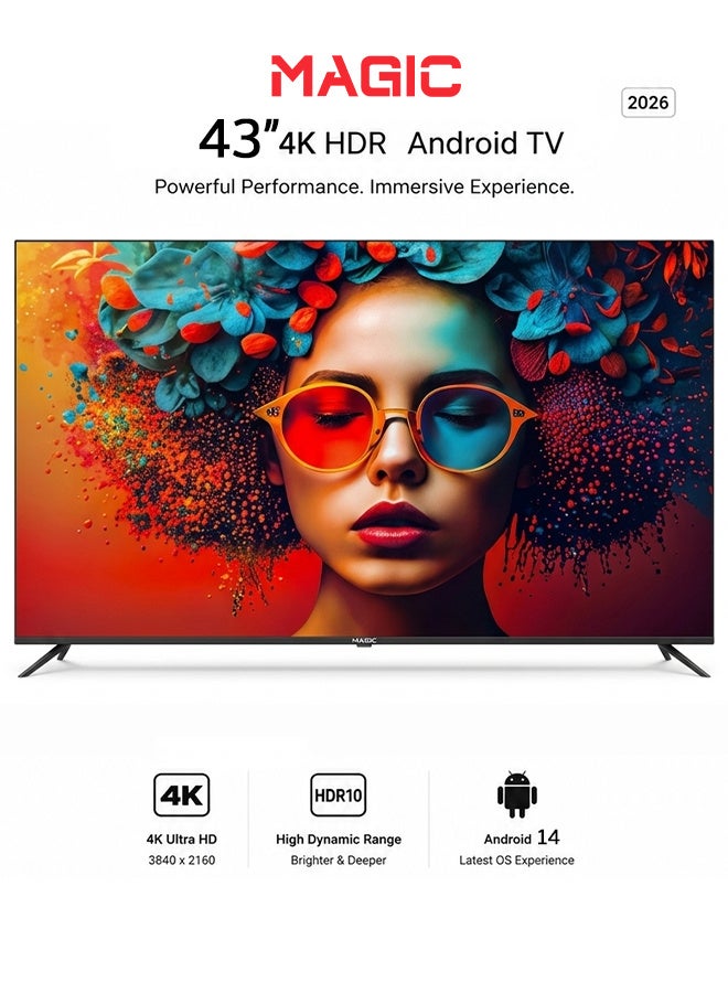ماجيك تلفزيون 43 بوصة - نظام أندرويد 14 - 4K HDR - MG43Y24FSBT2/14 - Image 1