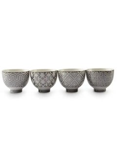 Alsaif Gallery 12 Pcs Ceramic Arabic Coffee Cup Set White Embossed  - Image 1