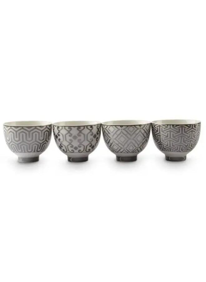 Alsaif Gallery 12 Pcs Ceramic Arabic Coffee Cup Set White Embossed  - Image 1