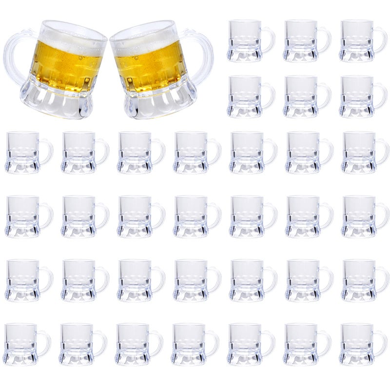ZZYFGH ZZYFGH Mini Beer Mugs 1 Oz Clear Plastic Shot Glasses Beer Mug with Handles for Party 36 Pieces