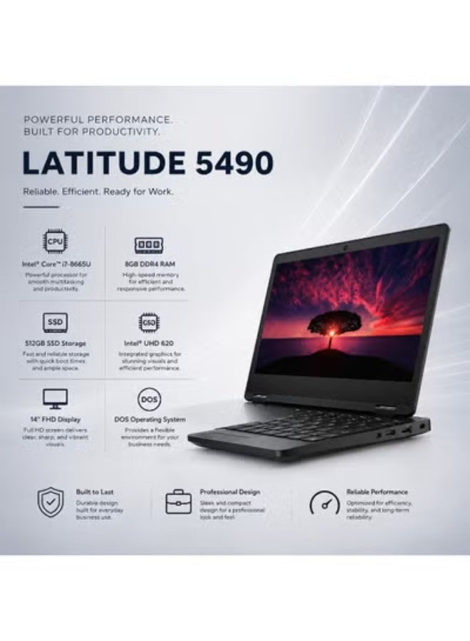 كمبيوتر محمول 14 بوصة بدقة Full HD، معالج فئة i7، ذاكرة 8 جيجابايت، تخزين SSD سعة 512 جيجابايت، رسوميات مدمجة ونظام DOS للعمل والدراسة - Image 2