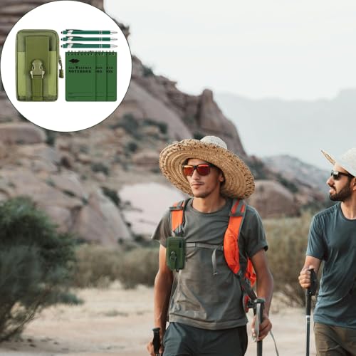 Aecsze 7 Piece Waterproof Notebook, 3 X 5 Inch waterproof notebook and pen with Waterproof Multi Functional Waist Pack for Outdoor Activities Recording (Army Green) - Image 5