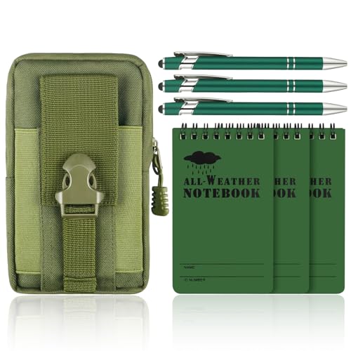 Aecsze 7 Piece Waterproof Notebook, 3 X 5 Inch waterproof notebook and pen with Waterproof Multi Functional Waist Pack for Outdoor Activities Recording (Army Green) - Image 4