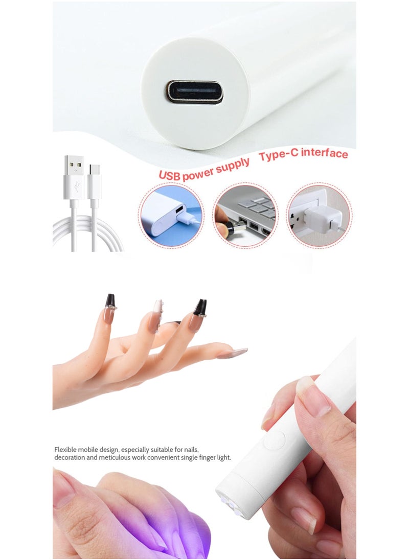 Generic Makeup Gift,Handmade Fake Nails Set,Luxury Golden Color Hard Shell Cosmetic Bag,Handheld UV LED Nail Lamp with USB Charging Cable (Black-Twilight)  - Image 2