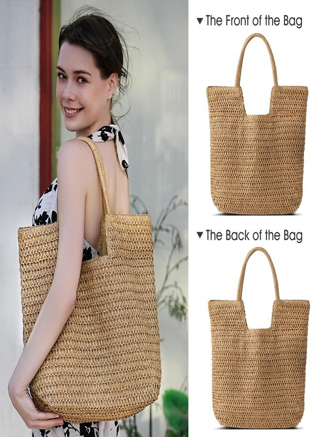 TOBEHIGHER Straw Beach Bags for Women - Summer Woven Tote Bag Shoulder Handbags, Beach Bag for Women for Holiday - Image 4