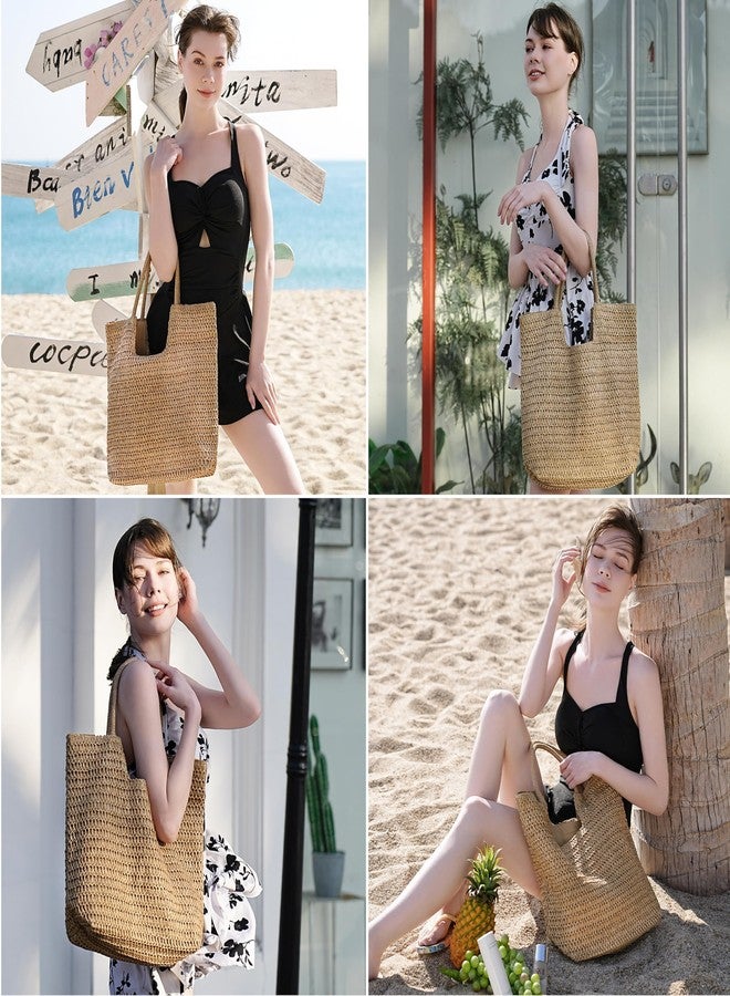 TOBEHIGHER Straw Beach Bags for Women - Summer Woven Tote Bag Shoulder Handbags, Beach Bag for Women for Holiday - Image 2