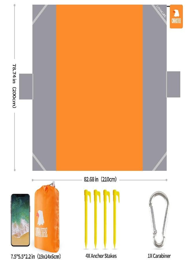 covacure Beach Blanket Waterproof Sandproof 83''×79''- Double Windproof Designed Beach Blanket Oversized for 4-7 Adults, 6 Zipper Pockets Beach Towel with 4 Stakes, Portable for Beach, Camping - Image 3