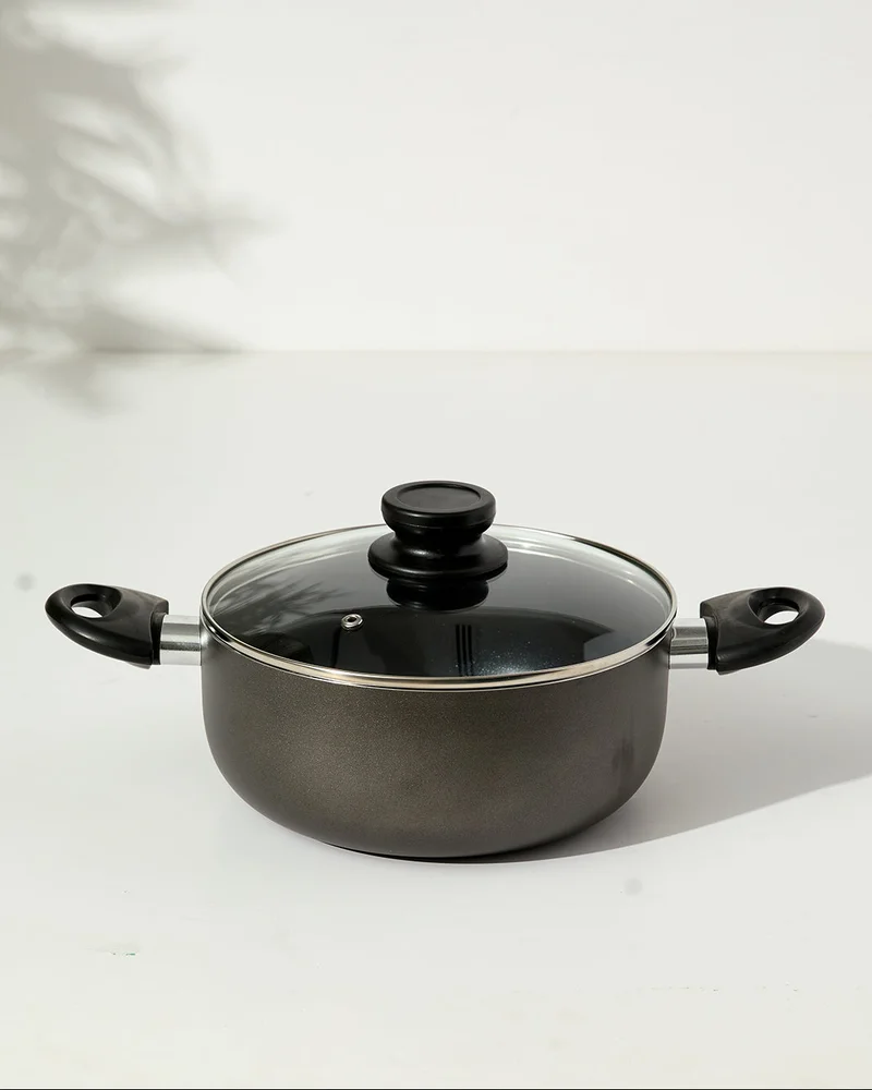 REDTAG Grey Aluminum Non Stick Dutch Oven With Glass Lid (22Cm)