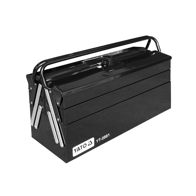 Yato Yato YT0881 Cantilever Tool Box 495X200X290mmPowder Coated BoxScratch ResistantRusty Solvents5 Foldable inside TraysOrganiser Tool BoxBlack satin PaintingToolkitTool Box  - Image 1