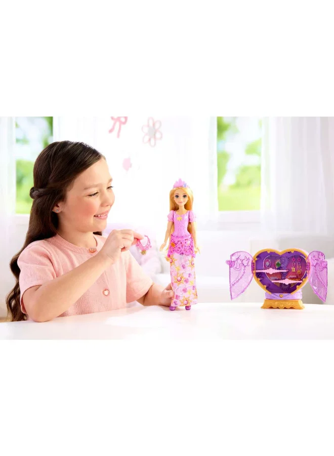 Disney  Princess Rapunzel Fashion Doll & Accessories with 8 Surprises, Including Heart Gem Box, Ring for Child & 9 Play Pieces, Inspired by Movie\n\n​  | Best Price UAE