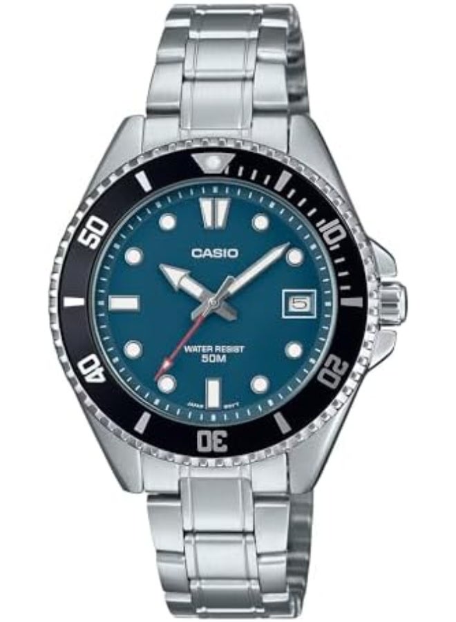 كاسيو ساعة كاسيو للرجال، كوارتز، ستانلس ستيل، مينا زرقاء، أنالوج، قياسية - MDV-10D-2A1VDF - Image 1