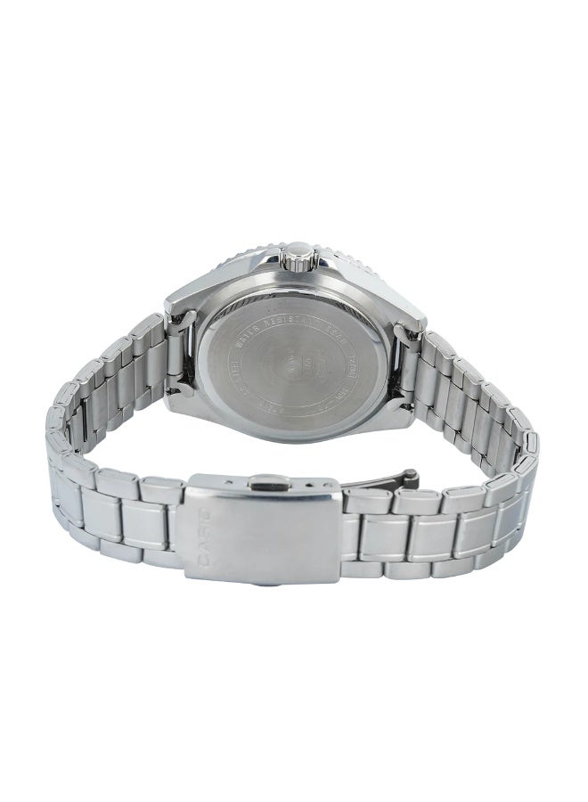 كاسيو ساعة كاسيو للرجال، كوارتز، ستانلس ستيل، مينا زرقاء، أنالوج، قياسية - MDV-10D-2A1VDF - Image 3