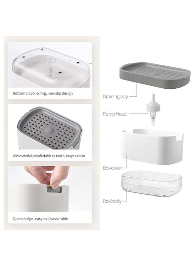 HOOKOR Dispenser and Sponge Holder with Sponge, Dish Soap Dispenser for Kitchen, Premium Sponge Soap Dispenser, Holder Sink Dishwashing Soap Pump Dispenser for Kitchen Countertop (Black) - Image 5