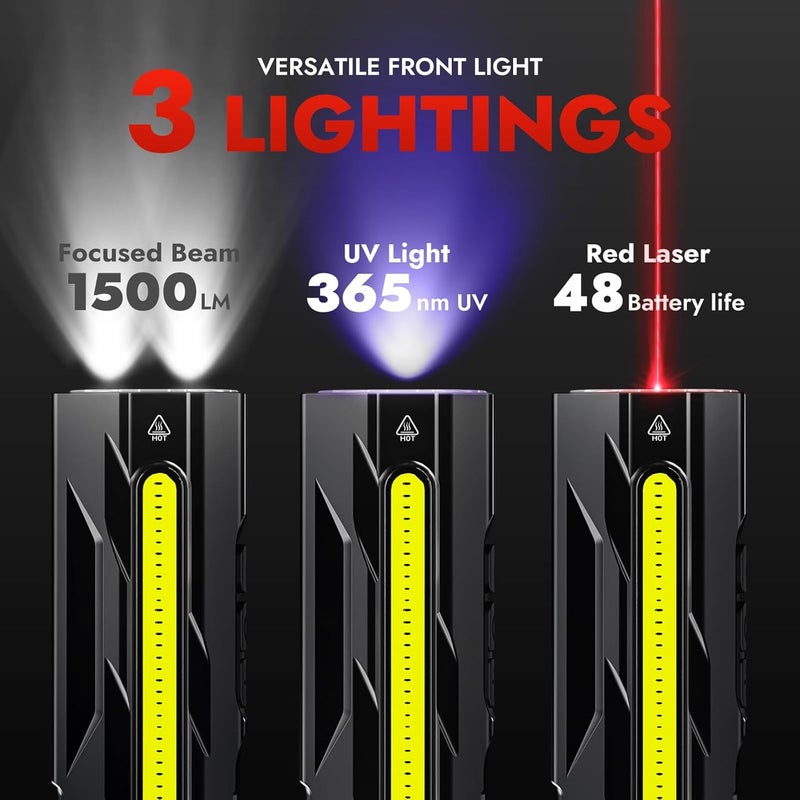 WARSUN T9 PRO EDC Flashlight – 1300 Lumens Rechargeable LED with Magnetic Base and Pocket Clip - Image 2
