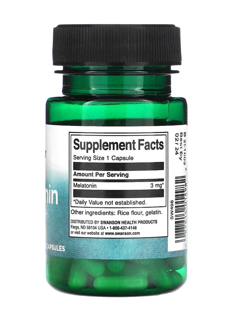 SWANSON Melatonin 3 mg 60 Capsules  - Image 2