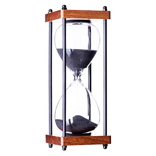 AKAKA MUNING Large Hourglass Timer 60 Minute, Decorative Wooden Sandglass, Black - Image 2