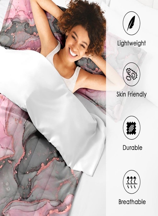 Nesphy Gray Pink Marble Comforter Set King Size, Natural Luxury Golden Abstract Soft Bedding Set with 2 Pillowcases for Adults Bedroom Bed Decor - Image 3