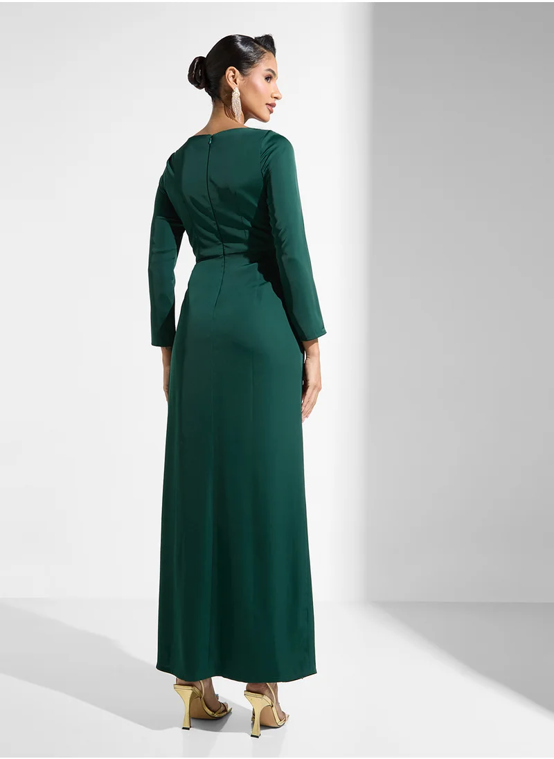 ايرا Crew Neck Side Slit Dress