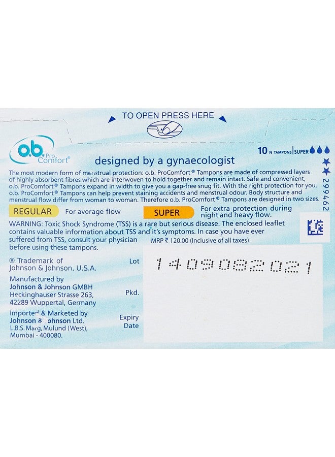 o.b. Procomfort Tampons - Super (Heavy Flow, 10 Piece) - Image 2
