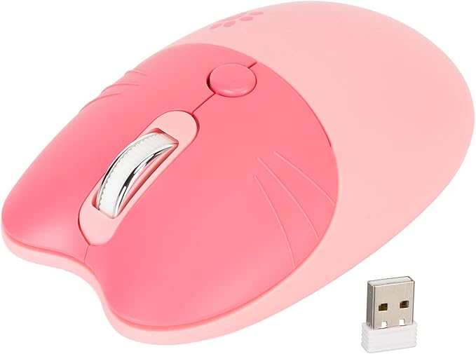 Wireless Silent Cat Mouse 3 DPI Levels USB Receiver Portable Pink - Image 1