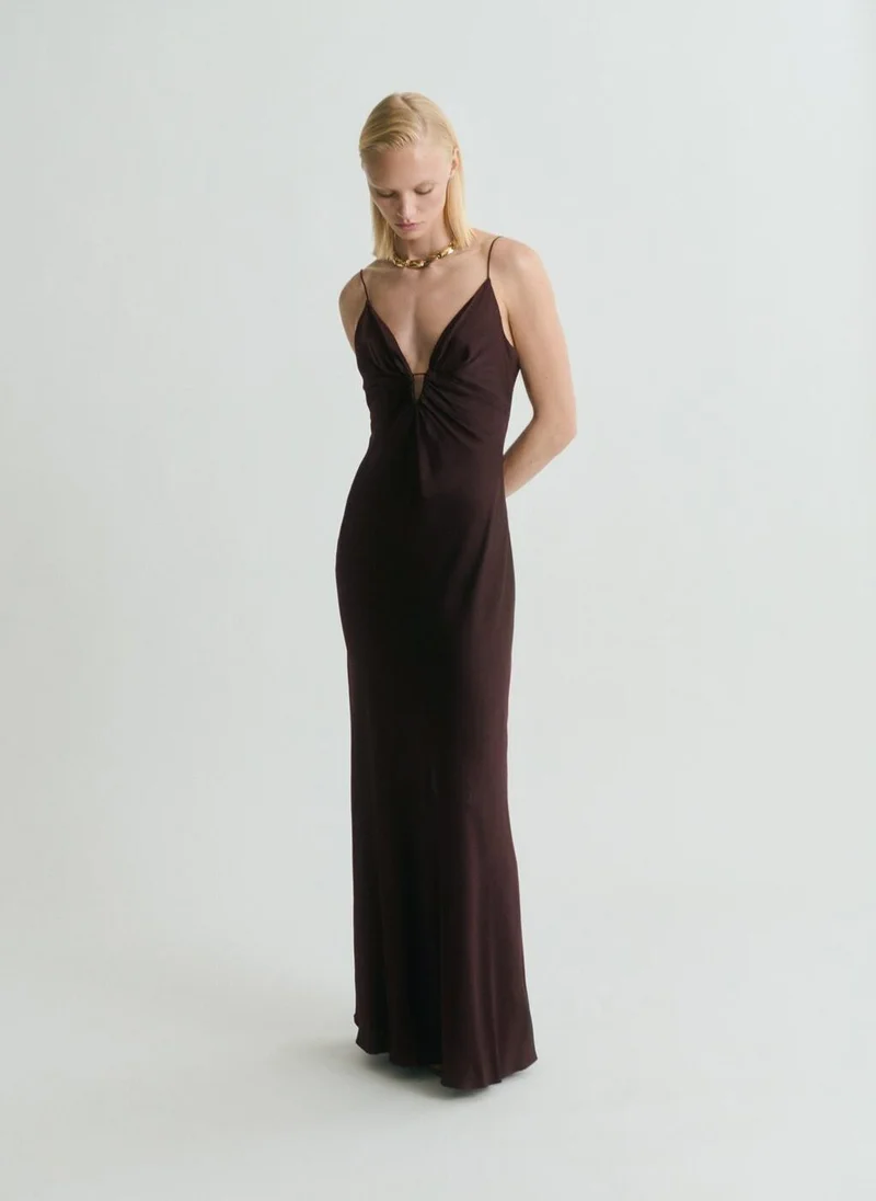 مانجو V-Neck Satin Dress